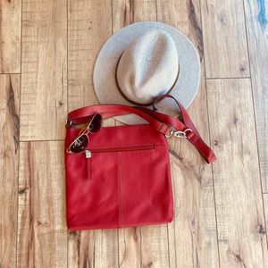 Tignanello Red Pebbled Leather CrossBody Bag